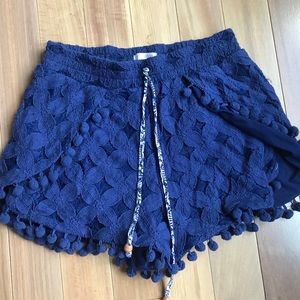 Blue Patterned Xhilaration Pompom Shorts